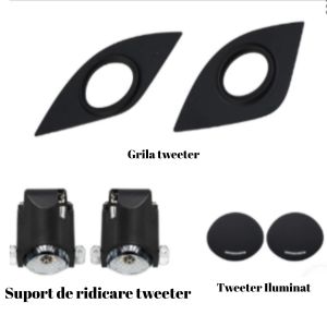 Tweetere rotative iluminate dedicate Audi Q5 80A 2018-2023, RGB Acrilice 3 in 1 Statice cu efect RGB, Control din Aplicatie Bluetooth