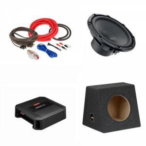 Pachet Subwoofer auto Hertz Cento CS 350W + Amplificator Dieci Power 1.500 + Kit de cabluri complet